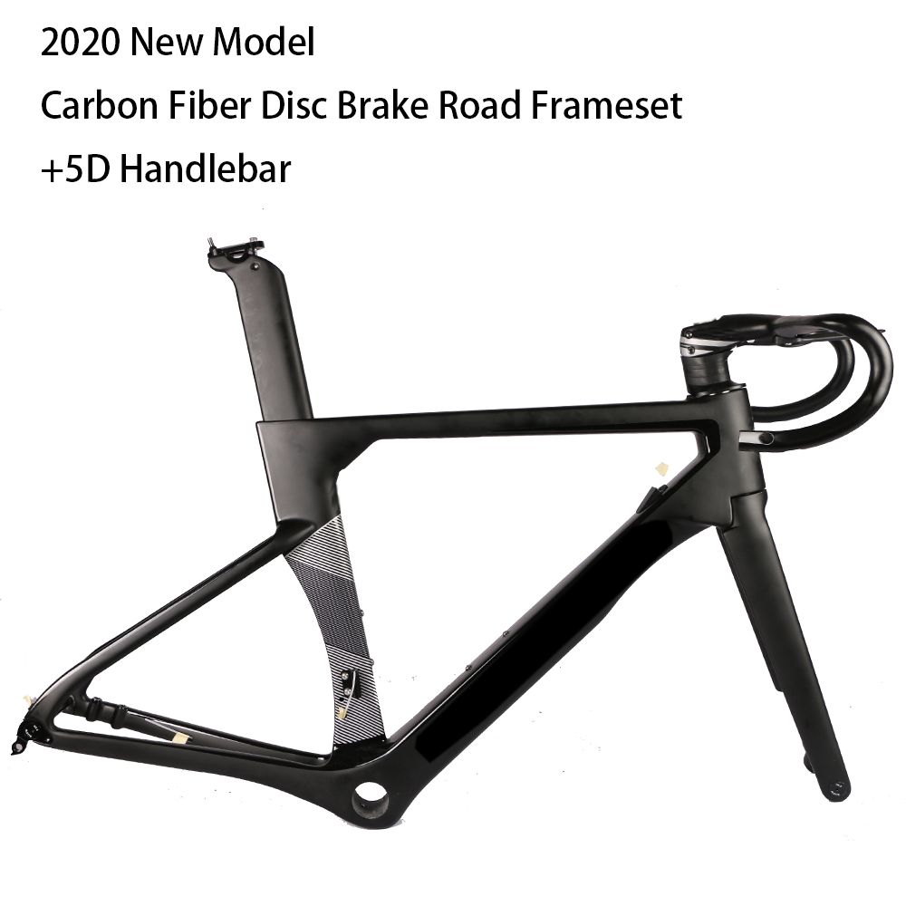 2020 모델 에어로식스 카본 디스크 로드 프레임, 디스크 브레이크 자전거 프레임 포크 시트 포스트 5D 카본 핸들 바 포함